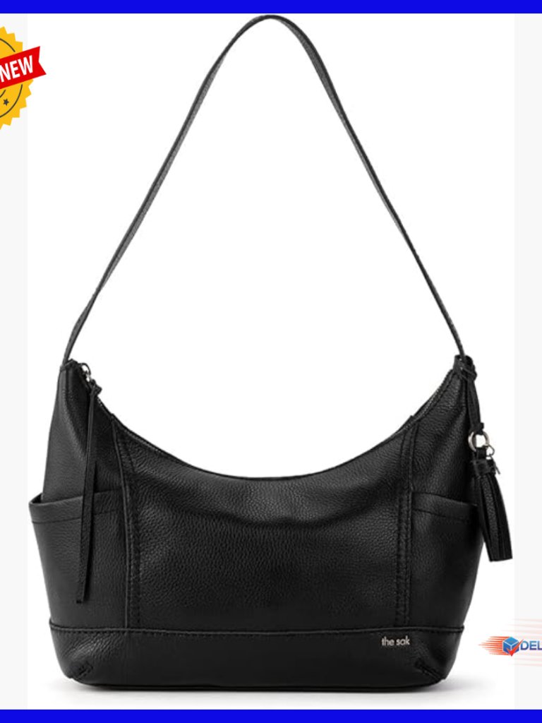 Leather Hobo Bag With Zipper Closure, Multiple Pockets, Shoulder Strap